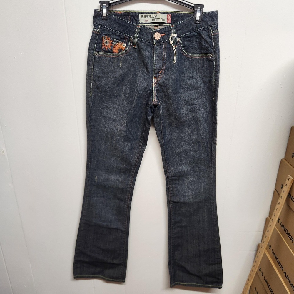 Levi's Jeans Juniors 3 Medium Blue 518 Superlow Boot Cut Embroidered Fireworks